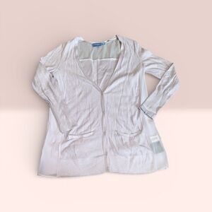 Simply Vera Vera Wang Light Lavender Mixed Fabric Cardigan (L)